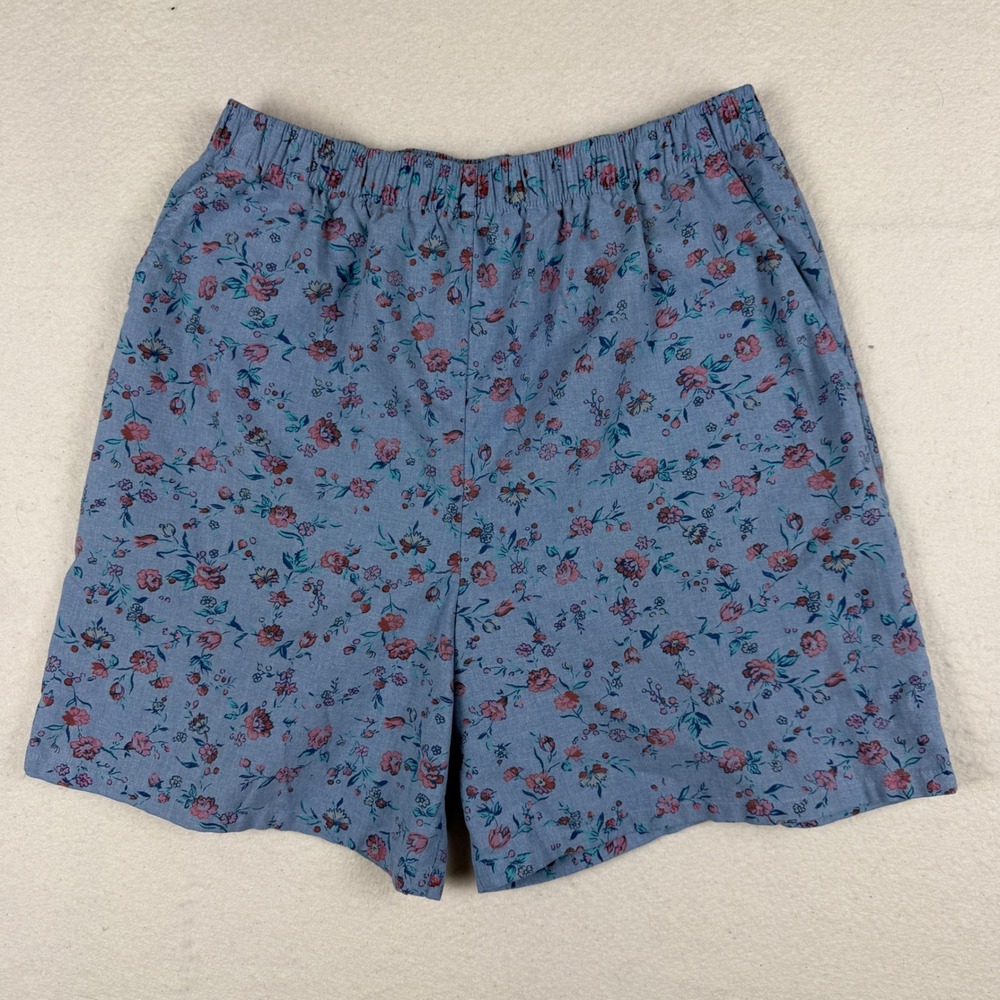 Partners Mervyns Vintage Floral High Waisted Shorts Blue Cotton Blend Medium
